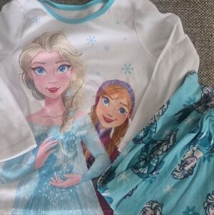 Disney Frozen White & Turquoise Girls 2-Piece Pajama Set